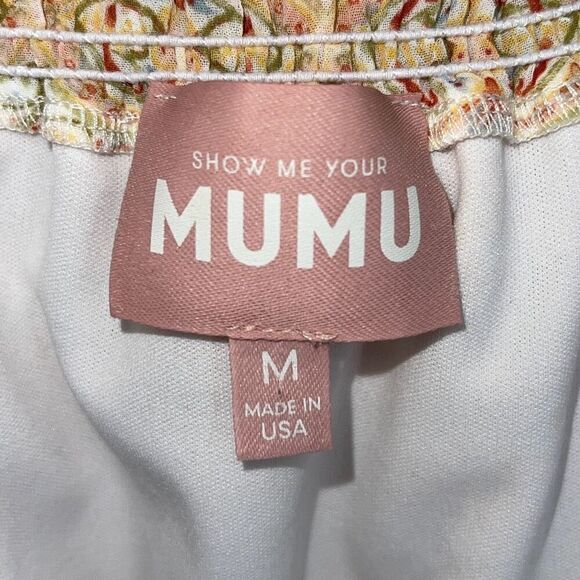 Show Me Your Mumu Women’s Kirby Floral Puff Short Sleeve Blouse Yellow Sz Medium - Picture 7 of 10